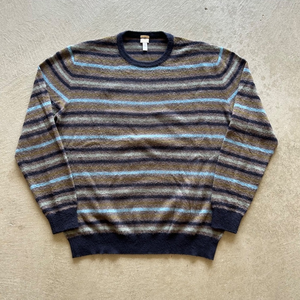 Massimo Alba Sweater Size Large Multicolor Striped Cashmere Knit Pullover Italy